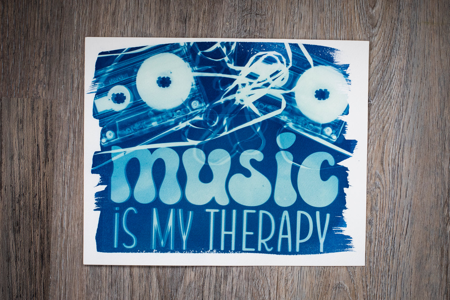 8” x 10” Music is my Therapy Cyanotype Print