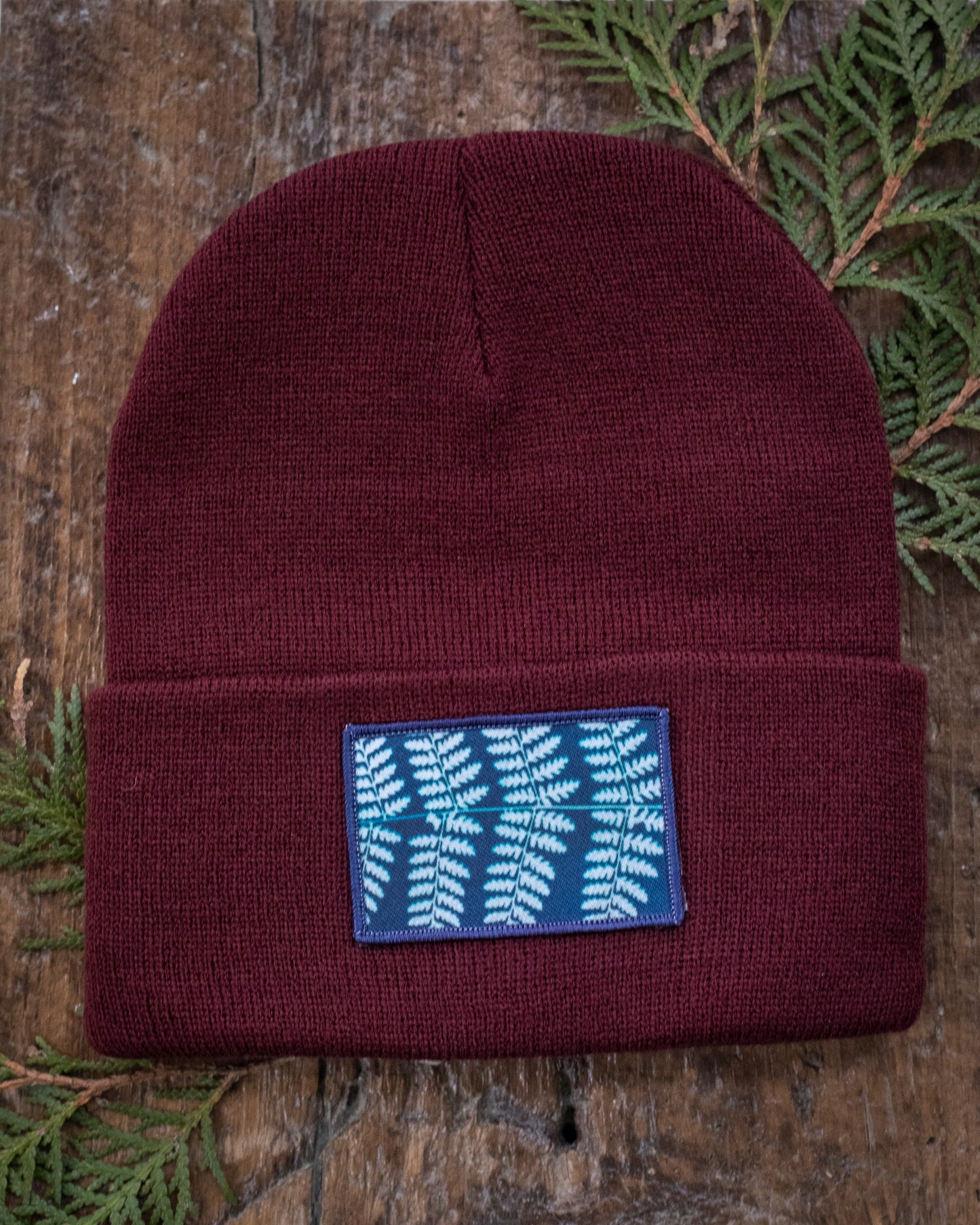 Fern Cyanotype Patch Winter Hat
