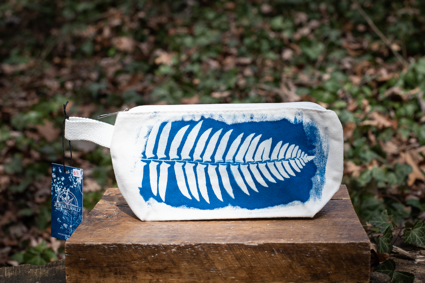 Cyanotype Canvas Zipper Pouch | Fern