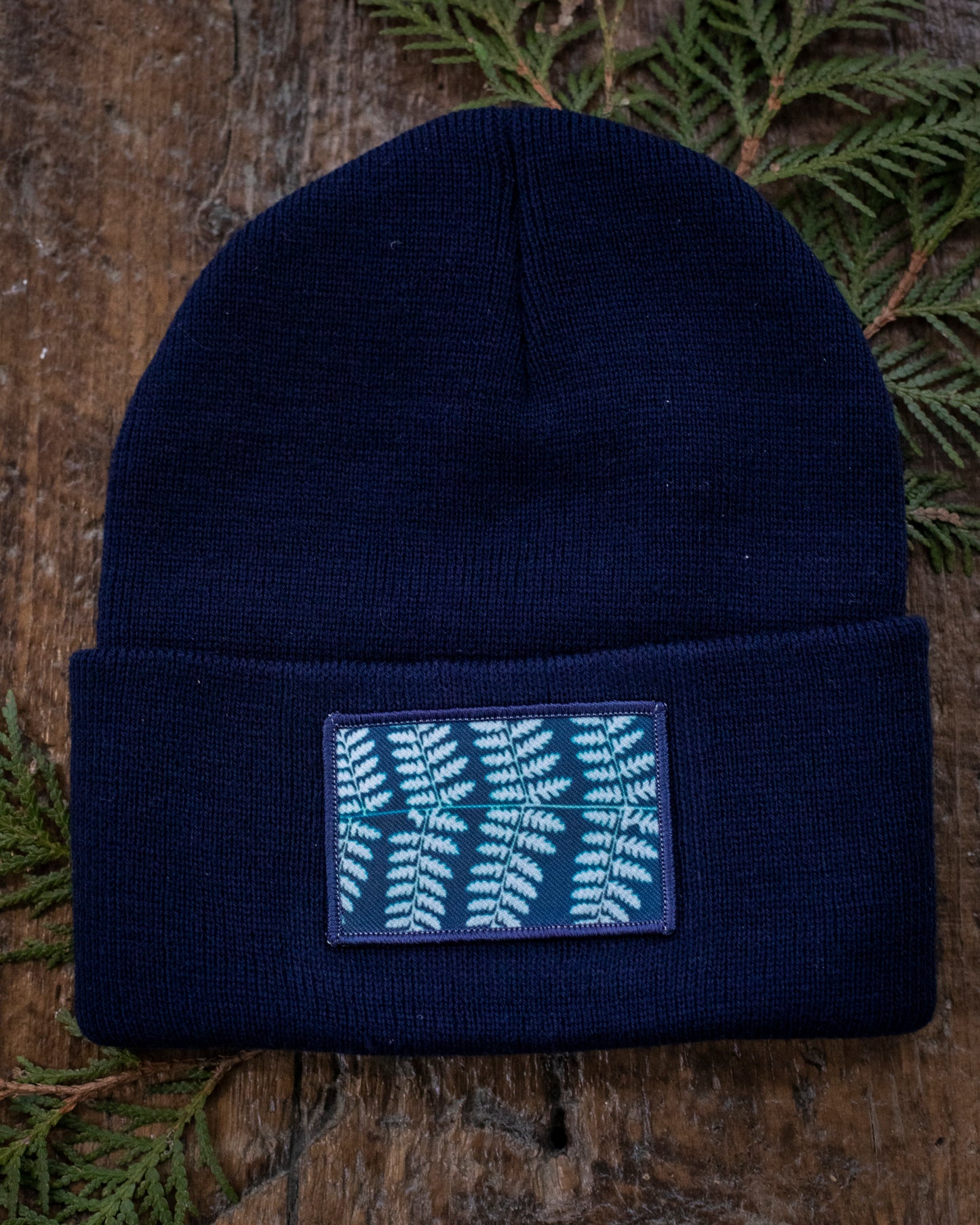 Fern Cyanotype Patch Winter Hat