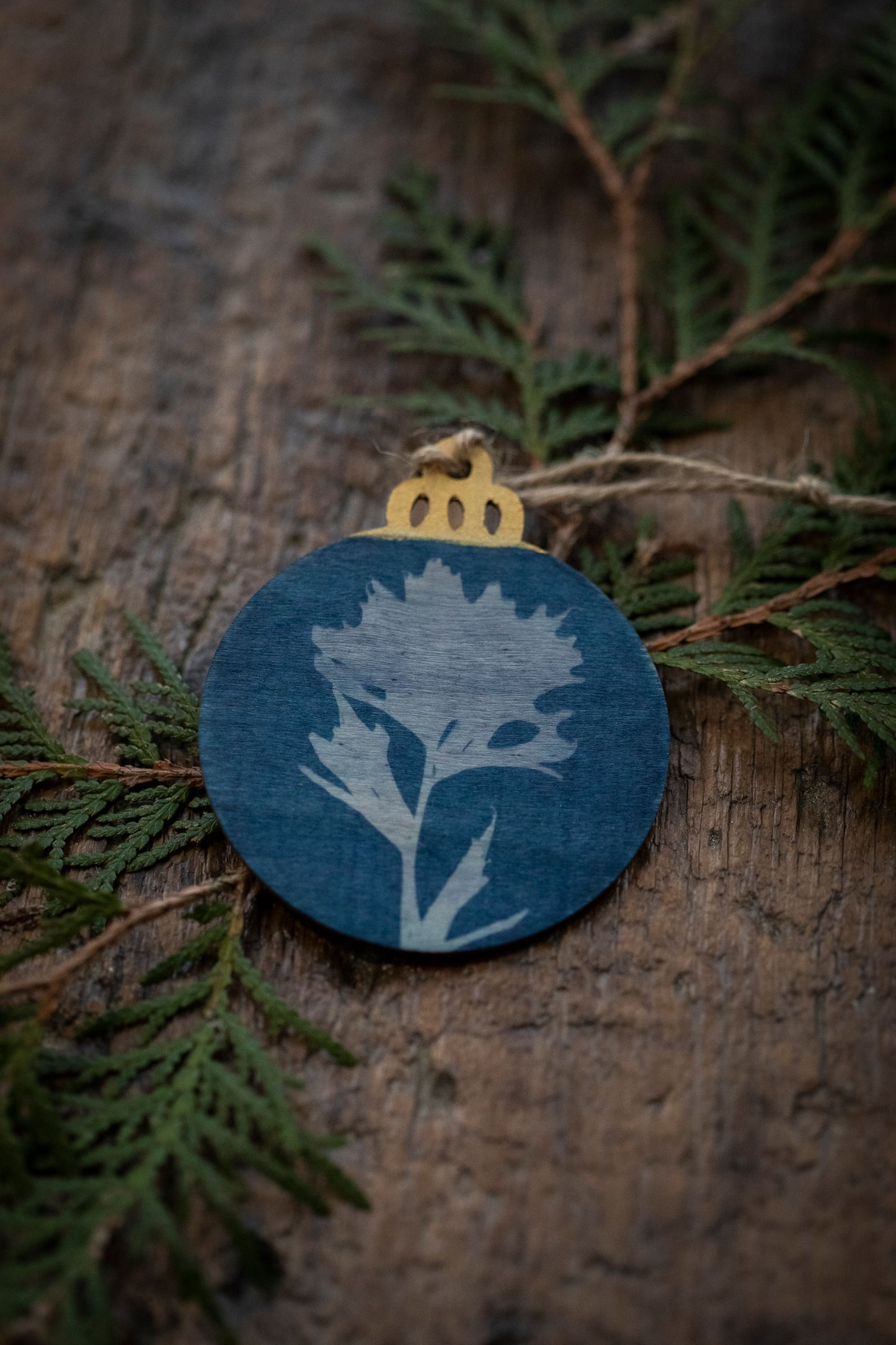 Wooden Cyanotype Christmas Ornaments
