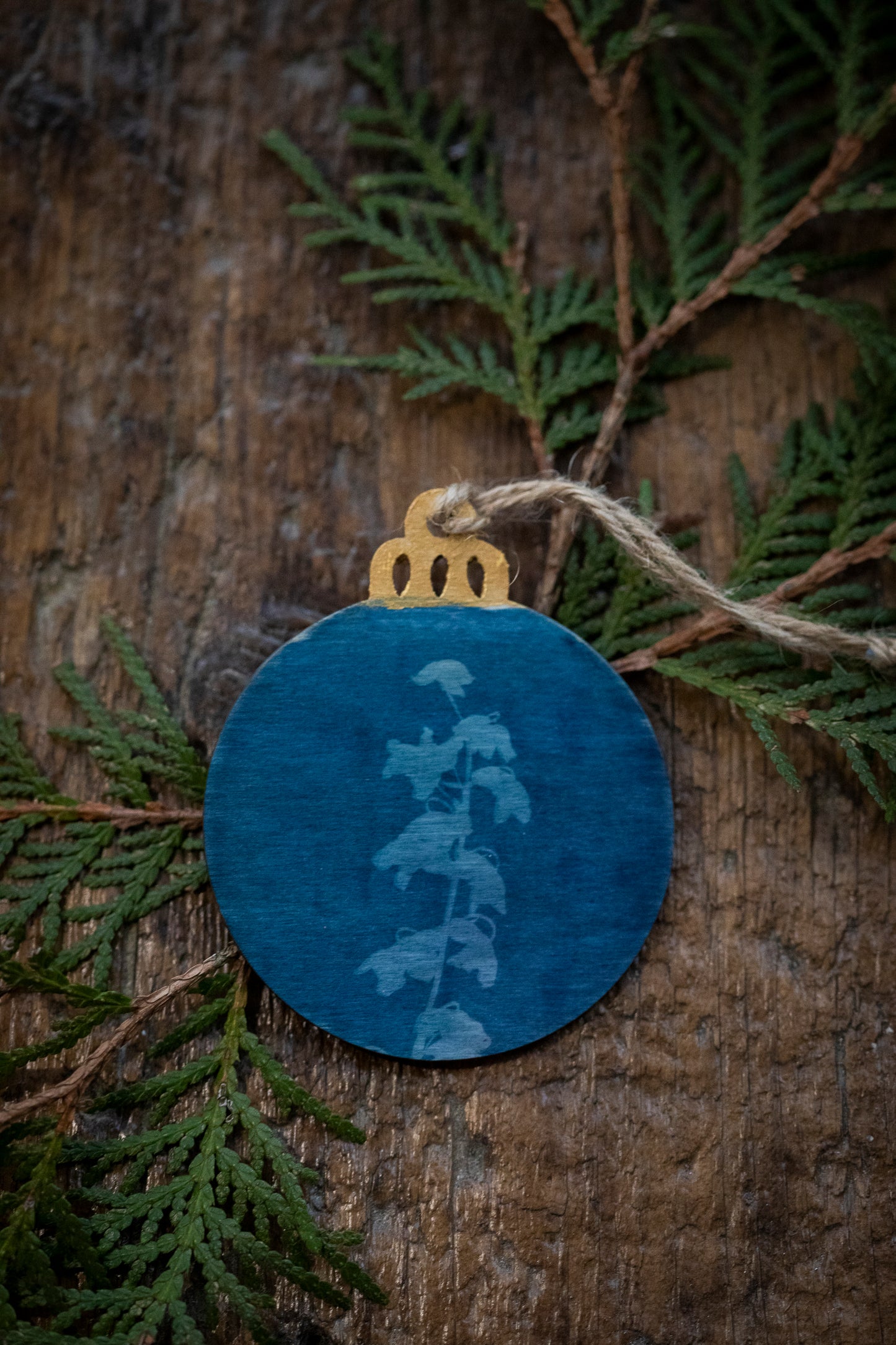 Wooden Cyanotype Christmas Ornaments