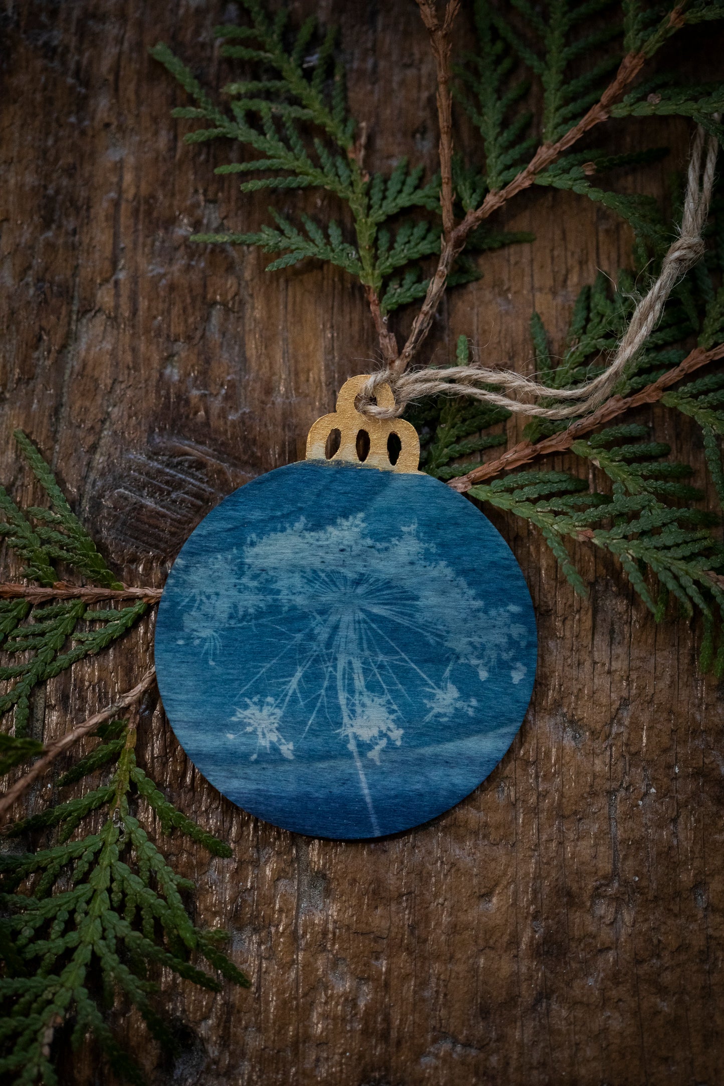 Wooden Cyanotype Christmas Ornaments