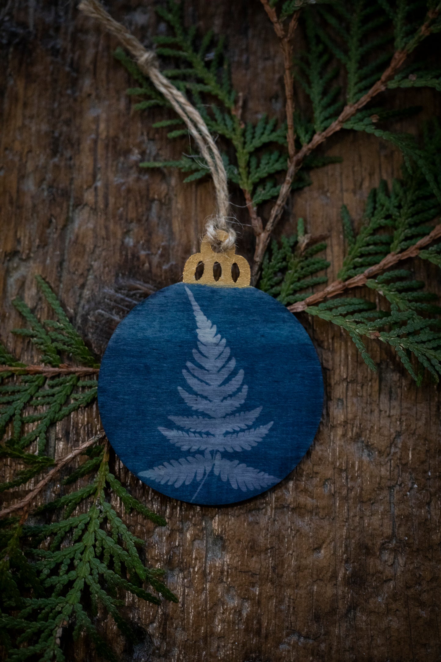 Wooden Cyanotype Christmas Ornaments