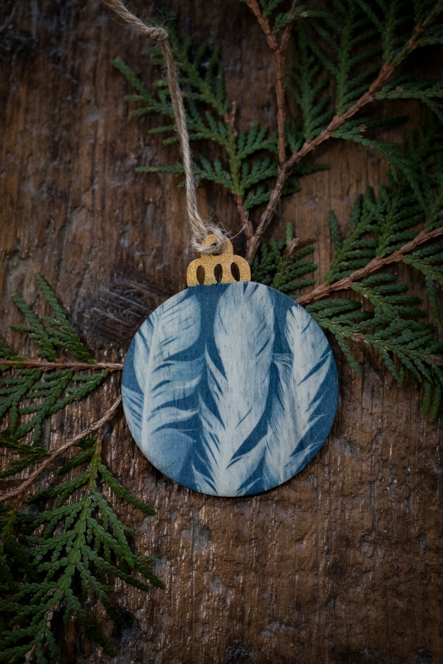 Wooden Cyanotype Christmas Ornaments