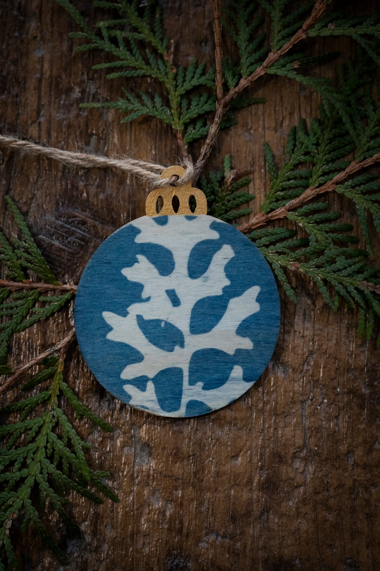 Wooden Cyanotype Christmas Ornaments
