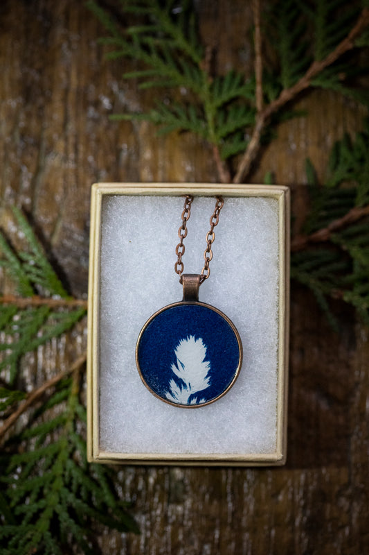 Grass Cyanotype | Copper & Resin Necklace