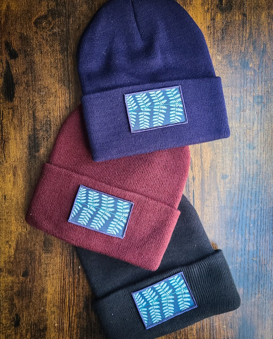 Fern Cyanotype Patch Winter Hat